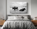 Longhorn Bull Cattle Texas Ranch Canvas D  cor Art Print Wall Home Decoration