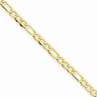 14k Yellow Gold Hollow Figaro Link Chain Bracelet   Anklet  10   2 5mm  1 2 Gm