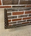 Vtg Ornate Floral Rectangle Vanity Mirror Tray Brassy Gold Filigree