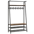 Modern 4-in-1 Hall Tree Coat Rack With Hooks  Shoe Shelf   Storage For Entryway