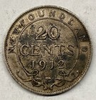 Newfoundland 1912 20 Cents Silver Coin - Very Fine  