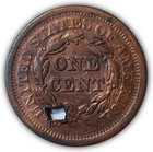 1852 Braided Hair Large Cent Almost Uncirculated Au Coin  Holed  21518
