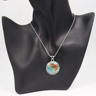 25mm Round Boulder Turquoise Necklace 925 Silver Pendant Gift For Women