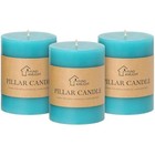 3x4 Inch Blue Pillar Candles Set Of 3 - Decorative Unscented Pillar Ca