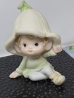 Vintage Pixie Homco Set Of 2 Ceramic Bisque 4  Elf Fairy Kitsch Pink Green Blue