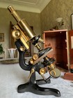 Vintage Watson Bactil Brass Microscope With Polarising Accessories C1930  Cased