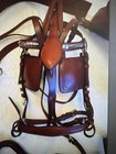 New Reddish Brown Leather Pony Driving Horse Harness W Silver Studded Browband