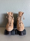 Vintage Riedell Tan Suede Roller Skates With Sure Grip Case Size 6