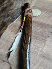 Native American Traditional War Club Tomahawk W feather   Beads  16 Inches