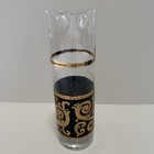 Vtg Culver Glass Martini Pitcher Toledo Baroque Black   Gold Onate Scroll Mcm