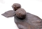 Vintage Victorian Walnuts And Leaves Cast Metal Figural Inkwell  beautiful 