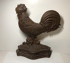 Large Antique Cast Iron Rooster Doorstop Home Decor 13 X 9