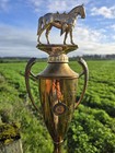 Vintage 1950 s Metal Horse Statue Very Large Champion Trophy
