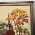 Vintage Crewel Embroidery Art Framed Picture Church Finished Large 19 25 x23 25 