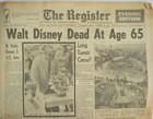 Walt Disney Dies December 15 1966 Register Mickey Mouse Disneyland Read As Is