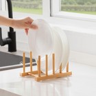 Innerneed Bamboo Wooden Dish Rack Plates Holder Compact Kitchen Storage Cabinet