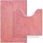  Bath Rug Sets 2 Piece  Soft Chenille  Non-slip  20x32  20x20 u Shape Pink