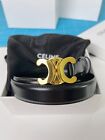 Celine All Black Gold Logo Women s Belt Euro Size 80