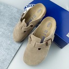 New Birkenstock Boston Taupe Suede Soft Footbed Unisex Flat Shoes Select Size