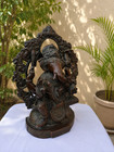 Brass Ganesha Statue Antique Dark Patina Hindu Deity Elephant God Decor Idol