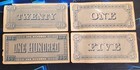 Confederate Facsimile Money Set 4 Notes Civil War 1862-1864