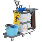 Commercial Janitorial Cart W  2 Cabinets  Housekeeping Caddy Cleaning Trolley