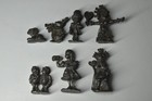 7 Vintage Alice In Wonderland Pewter Figurines Diorama Metal Miniatures Hearts