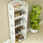 4 5 6 Tier Wooden Storage Organizer Free Standing Carved Shoe Rack Shelf Cabinet