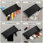 Pencil Case Black Pencil Bag Pu Leather Pen Case Small Zipper Pouch For Penci   