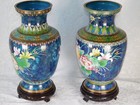 Vintage 20th Century Fine Chinese Cloisonne Enamel Peony Floral Vases Set 12 5 