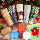 25 Pack Christmas Hot Coffee Cups With Lids  16 Oz Christmas Disposable Paper Cu