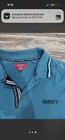 Guess Men s M Blue Solid Collared Polo Short Sleeve Embroidered Logo Button