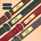 Soft Leather Personalised Dog Collar Custom Id Name For Small Medium Large Dogs
