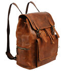 Handmade Vintage 100  Pure Buffalo Leather Backpack Rucksack Travel College Bag