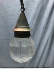 Antique Copper Colonial Lantern Textured Glass Porch Light Fixture Vtg 1725-23b