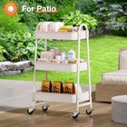 3 Tier Rolling Utility Cart Metal Storage Organizer Kitchen Bathroom Shelves