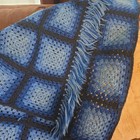 Vtg Crochet Granny Square Afghan Throw Blanket 36  X 56  Shades Of Blue