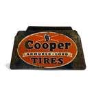 Vintage Cooper Armored-cord Tires Metal Sign Stand Double Sided Gas Oil Garage