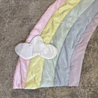 Vintage 1990s Rainbow Cloud Wall Decor Pastel Quilted Silky Shiny Fabric Nursery