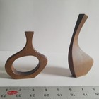 Mid Century Modern Wood Sculptures  Teak  Walnut  Pair Of Two  Atomic