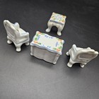 Occupied Japan Miniature Porcelain Dollhouse Living Room Set Floral Design Vtg