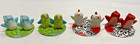 4 Pairs Of Miniature Birds Cardinals Chickens Salt  Pepper Shakers Ceramic New