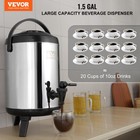 Vevor Insulated Hot And Cold Beverage Dispenser Server 1 5gallon Stainless Steel
