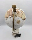 Drexel Heritage White World Globe 16  Wood Marble Base Table Decor Earth Tones