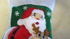Christmas Stocking Felt Hand Stitched Design Works Santa With Deer Finished