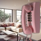 Pink Art Deco Corded Wall Mount Landline Phone Volume Control Abs