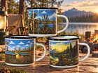Set Of 3 Vintage Style 10 Oz Enamel Camping Mugs Hunting Coffee Outdoors