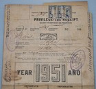 1951 Philippines Internal Revenue Manila Privilege Tax Receipt W  Stamps 