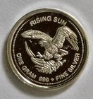1 Gram Pure  999 Fine Silver Round 2012 American Prospector Rising Sun Design 