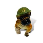 Vintage Mti Mack Truck Mascot Bulldog Figurine Wearing Green Helmet Ceramic Rare